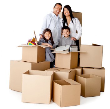 Organised packing materials and labelled moving boxes in Harringay